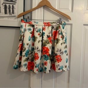 Banjul A-Line Floral Skirt - Red and Blue